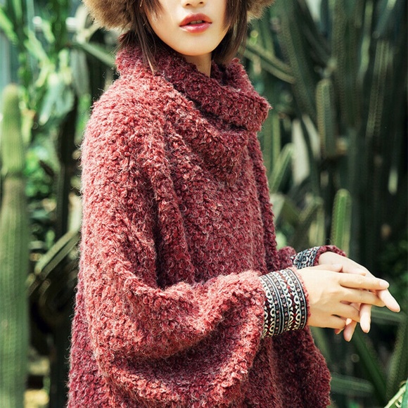 Aporia.as Boucle Turtle Neck Poncho Cape Sweater - Picture 4 of 4
